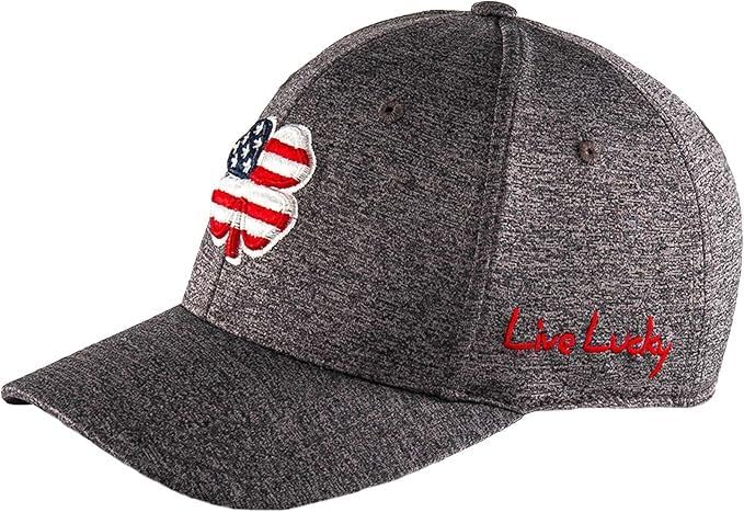 Black Clover Unisex USA American Flag Heather Charcoal Fitted Golf Hat