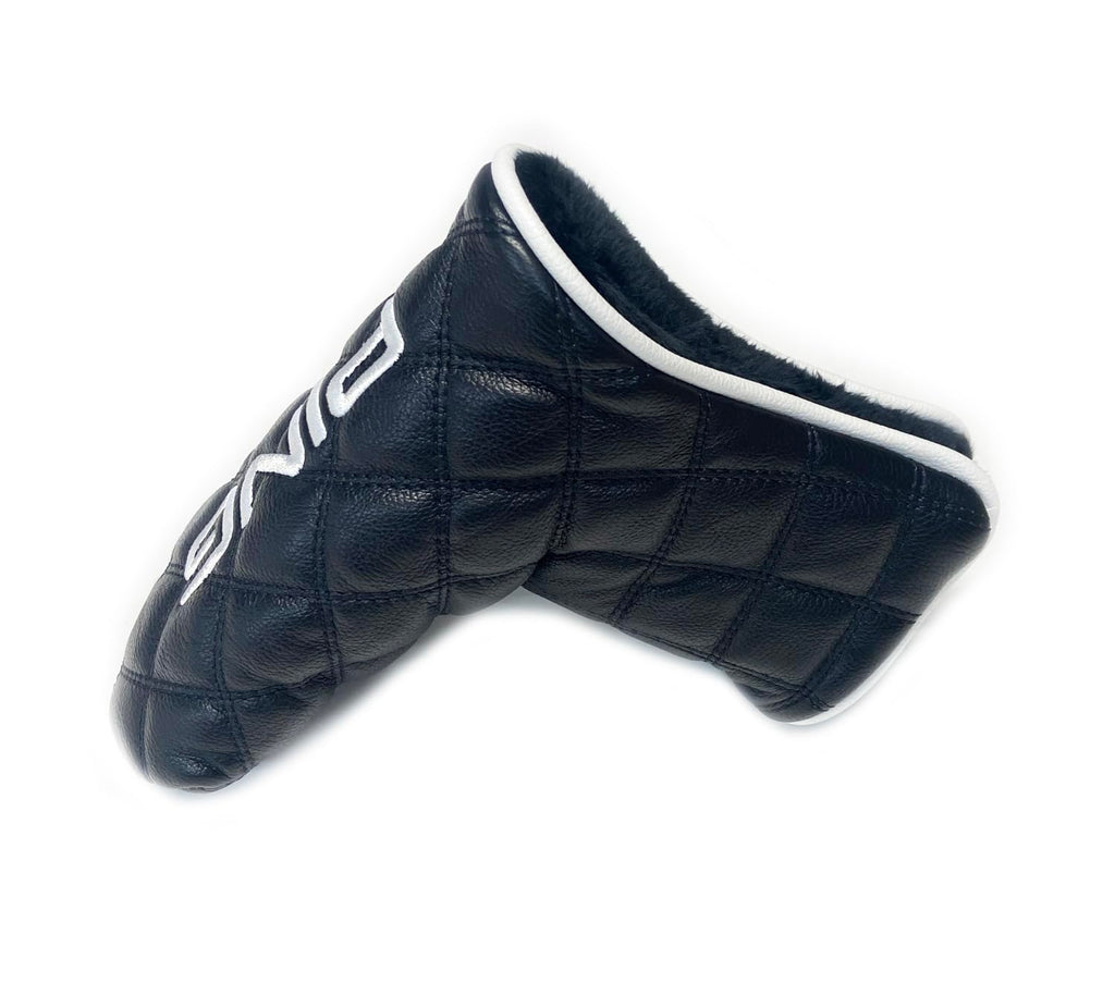 Ping Universal Quilted Premium Leather Black Putter Headcover, Magnet Closure