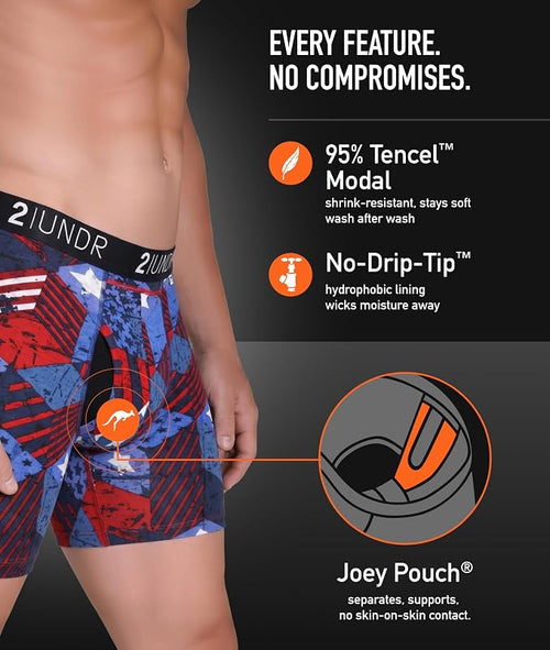 2UNDR Swing Shift Nightout Blue 6" Boxer Brief