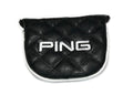 Ping Universal Quilted Premium Leather Black Mallet Round Putter Headcover, Magnet Closure