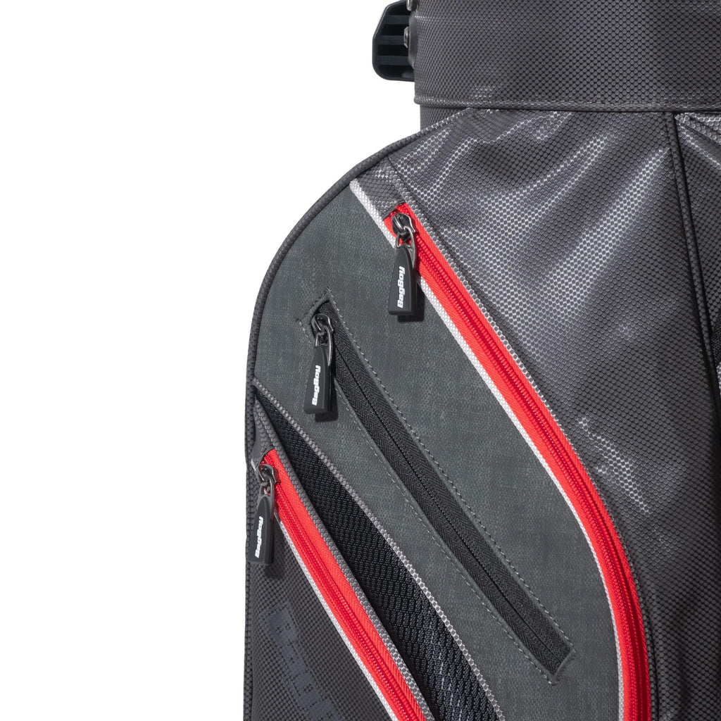Bag Boy Revolver XP Golf Cart Bag, 14 Way 360⁰ Rotating Top with Full Length Individual Dividers, External Putter Tube, 9 Pockets, Navy/Charcoal/White