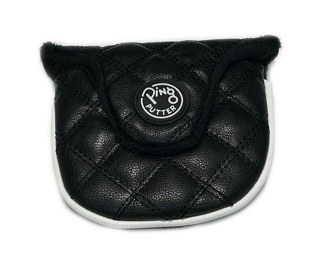 Ping Universal Quilted Premium Leather Black Mallet Round Putter Headcover, Magnet Closure