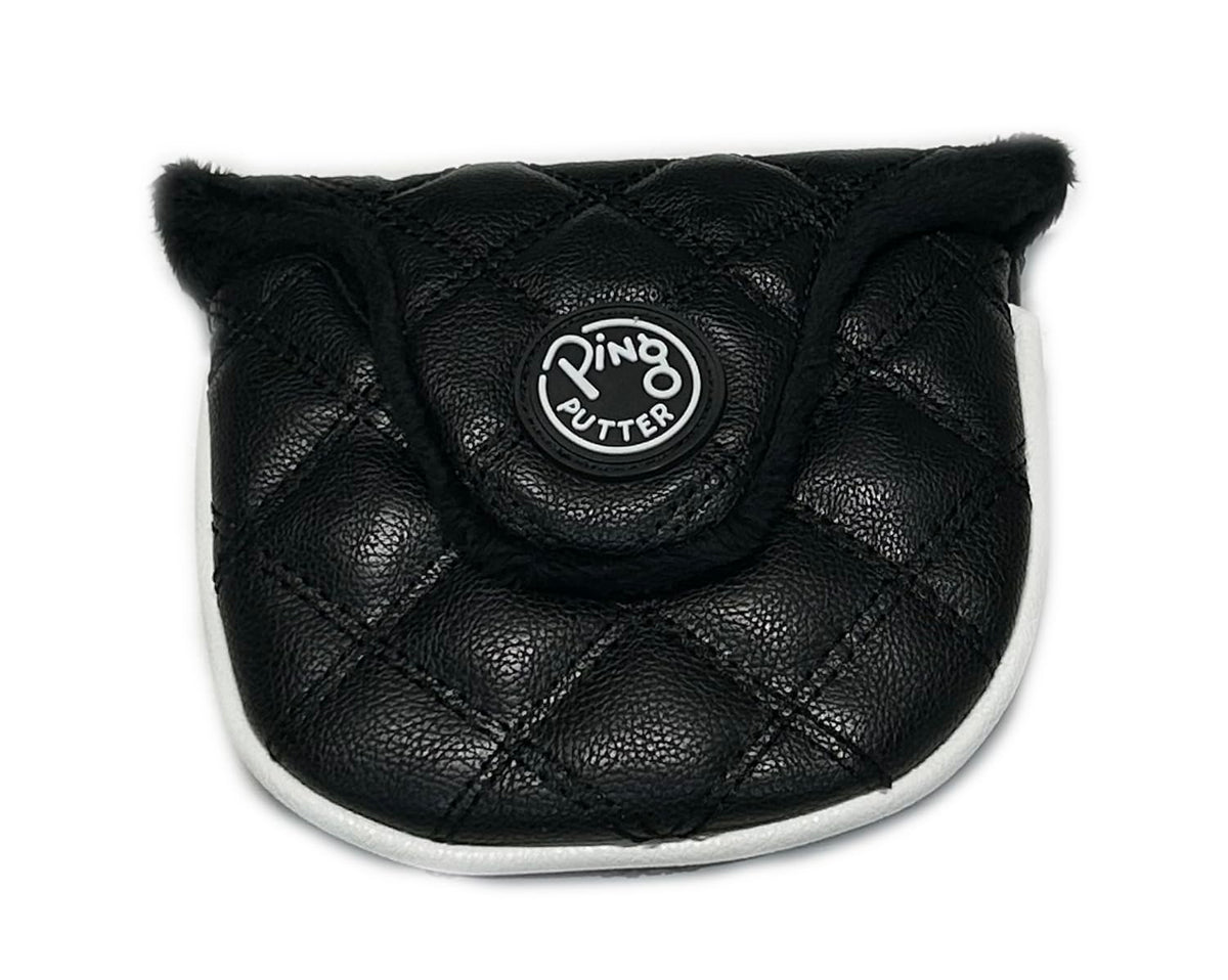 Ping Universal Quilted Premium Leather Black Mallet Round Putter Headcover, Magnet Closure
