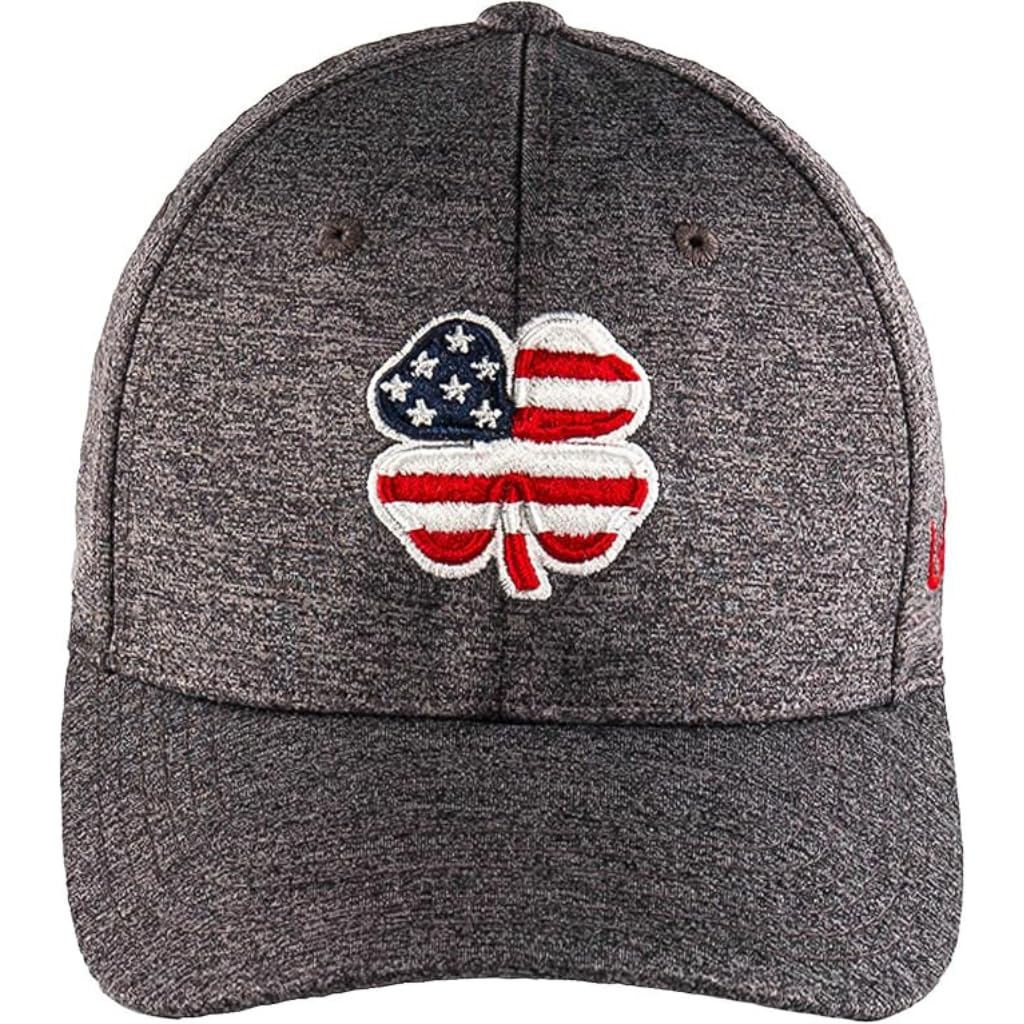 Black Clover Unisex USA American Flag Heather Charcoal Fitted Golf Hat