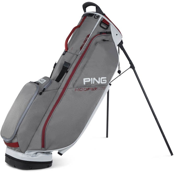 Ping Hoofer Lite Pewter/Grey/Deep Red 4-Way Top Double Strap Stand Bag